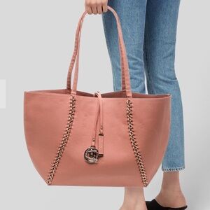 Badgley Mischka NWT Coral Vegan Leather Decorative Chain Tote Bag Purse